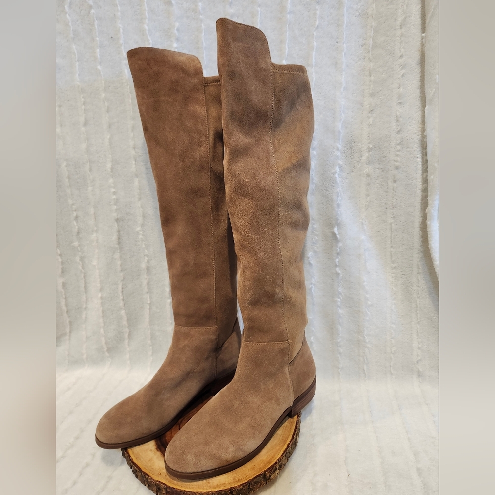 Sole Society Over-the-Knee Suede Boots - Taupe